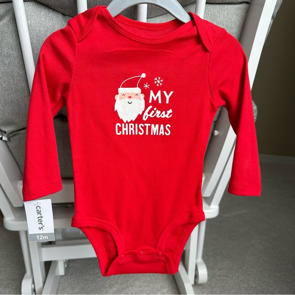 NWT- My First Christmas long Sleeve Onesie 12m